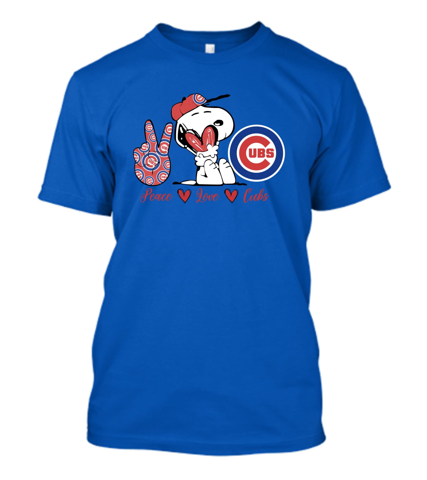 Peace Love Cubs Snoopy Chicago Cubs Baseball T-Shirt