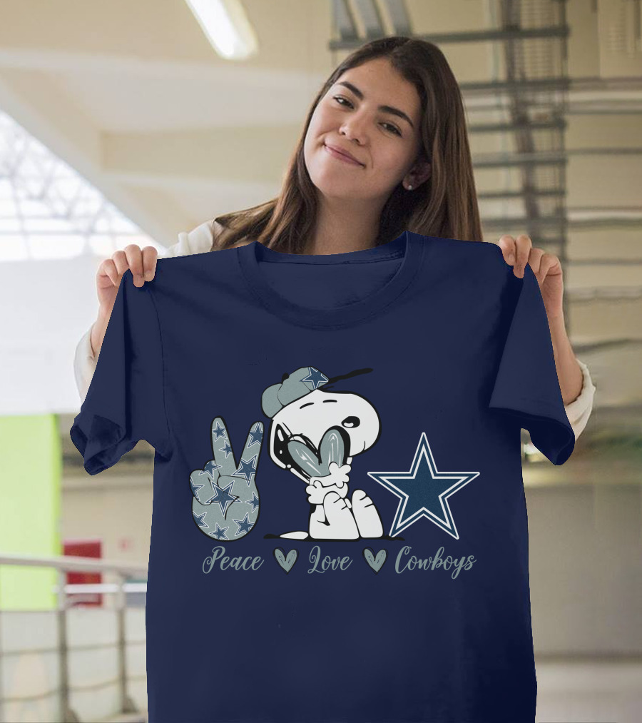 Peace Love Cowboys Snoopy Dallas Cowboys T-Shirt