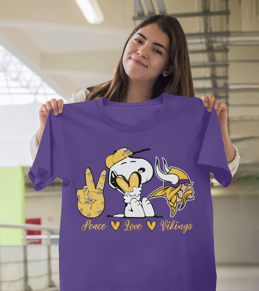 Peace Love Vikings Snoopy Minnesota T-Shirt