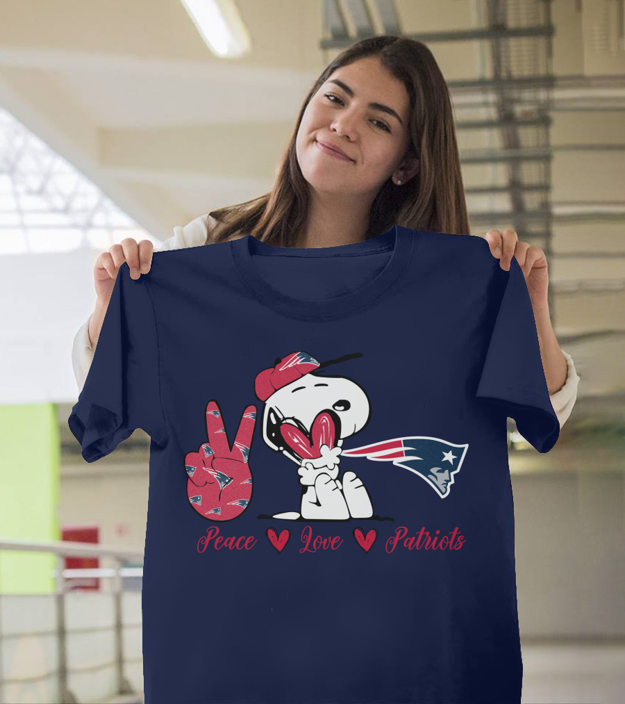 Peace Love Patriots Snoopy New England T-Shirt
