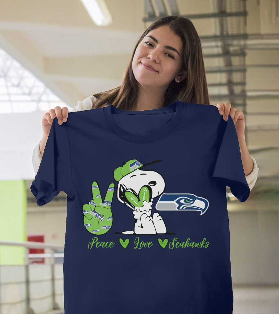 Snoopy Peace Love Seahawks T-Shirt