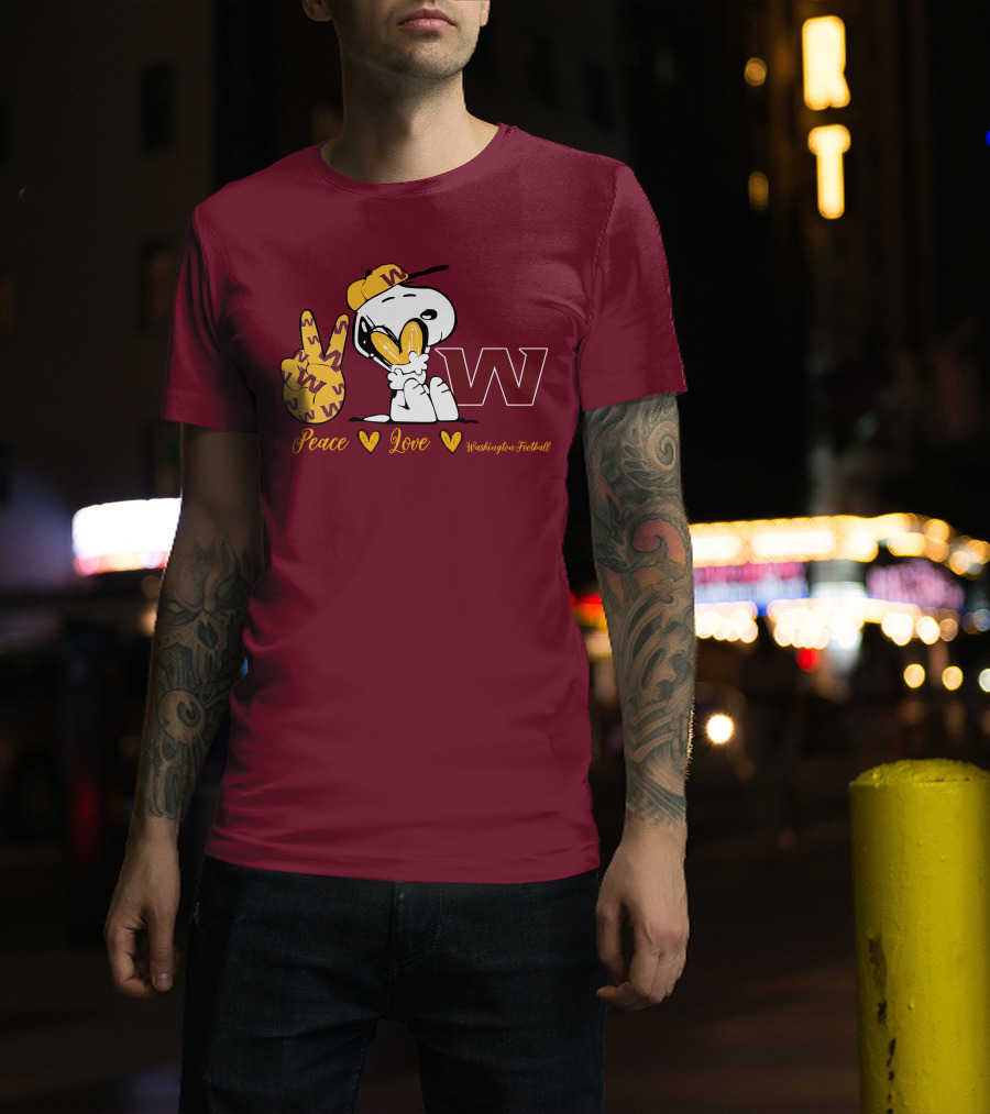 Peace Love Washington Football Snoopy W T-Shirt