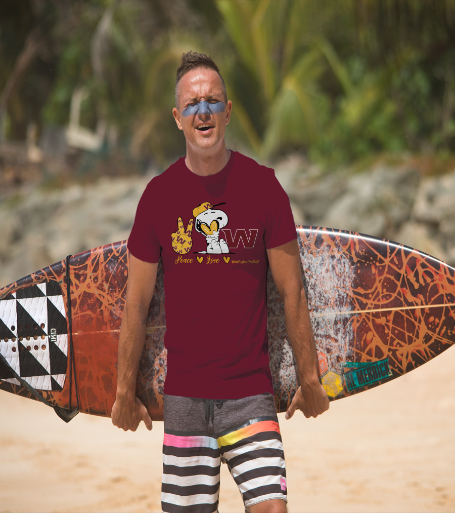 Peace Love Washington Football Snoopy W T-Shirt