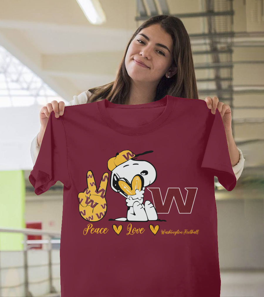 Peace Love Washington Football Snoopy W T-Shirt