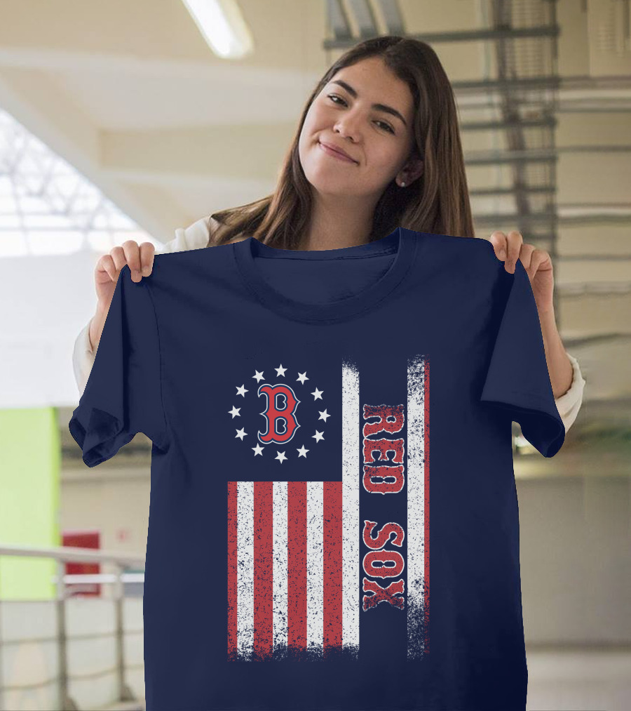 Boston Red Sox American Flag Stars And Stripes T-Shirt