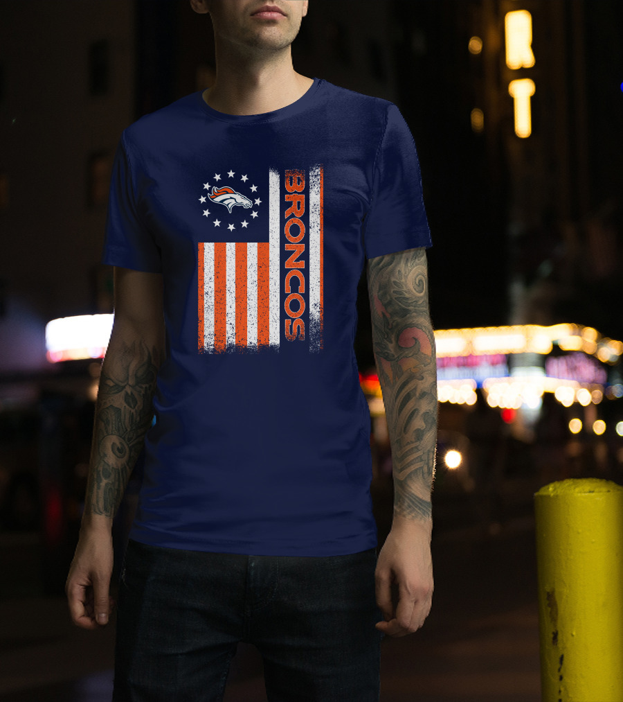 Denver Broncos Stars Stripes American Flag T-Shirt