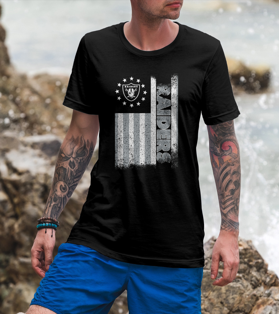 Las Vegas Raiders American Flag Stars And Stripes Logo Edition T-Shirt