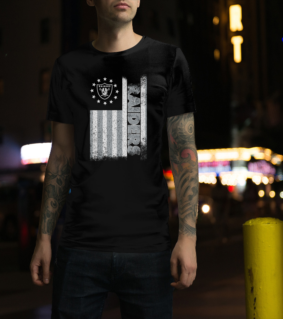 Las Vegas Raiders American Flag Stars And Stripes Logo Edition T-Shirt