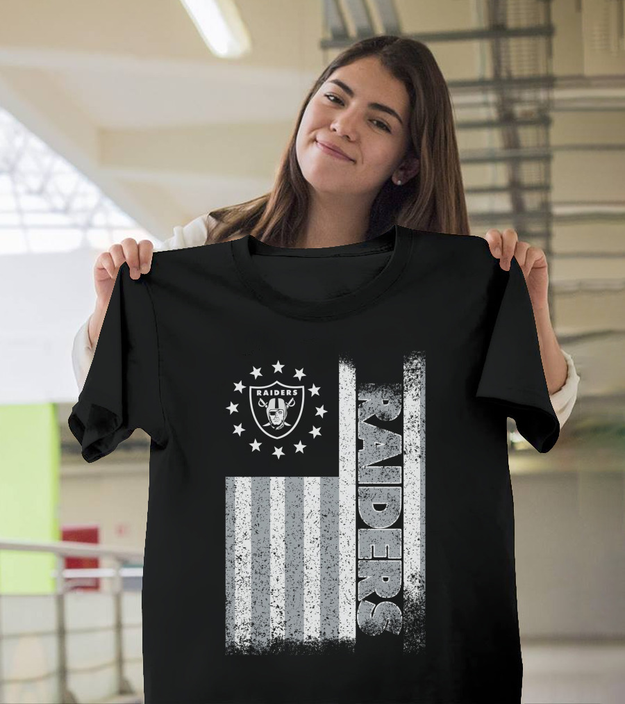 Las Vegas Raiders American Flag Stars And Stripes Logo Edition T-Shirt