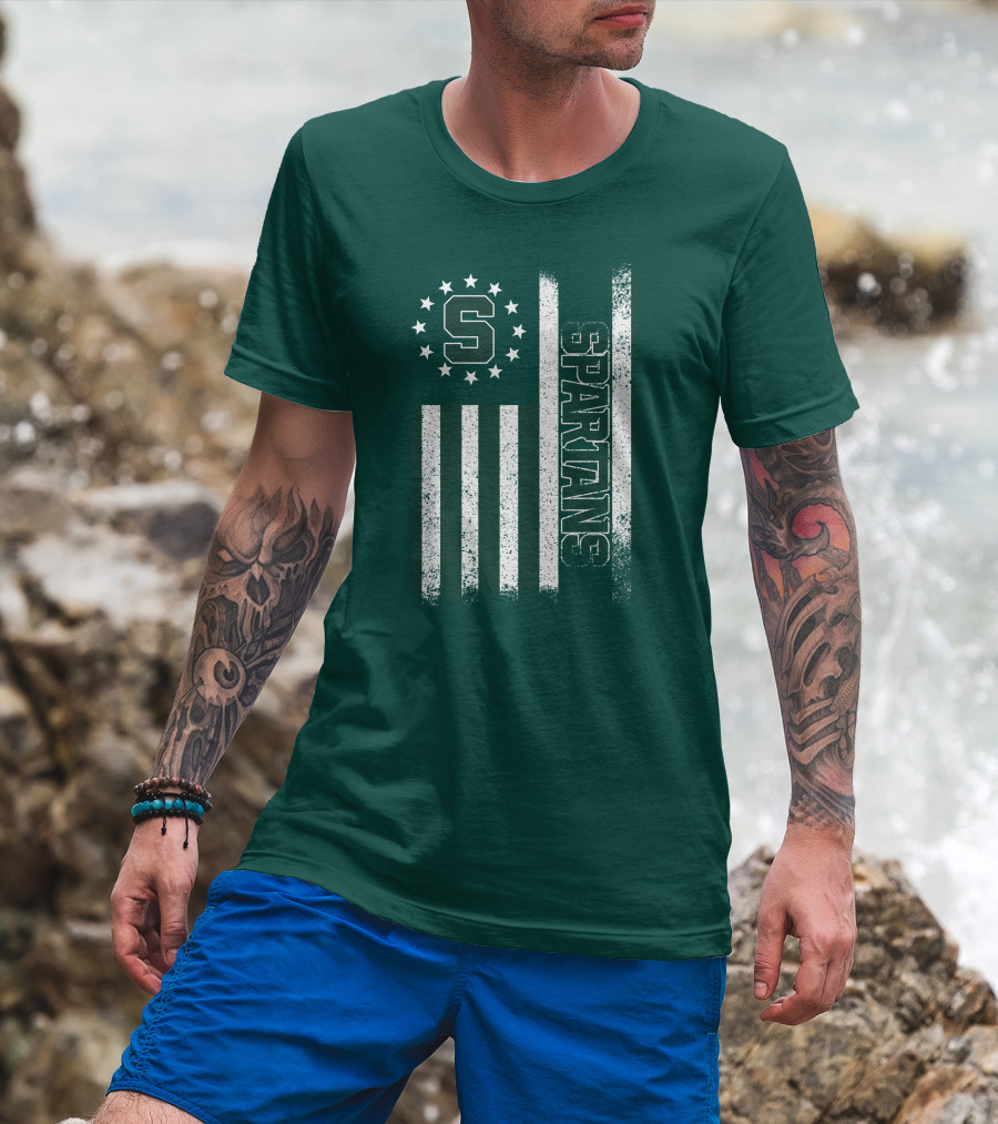 Michigan State Spartans S Logo Flag T-Shirt