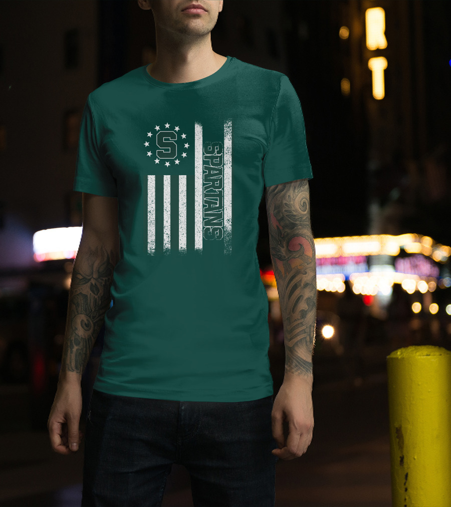 Michigan State Spartans S Logo Flag T-Shirt