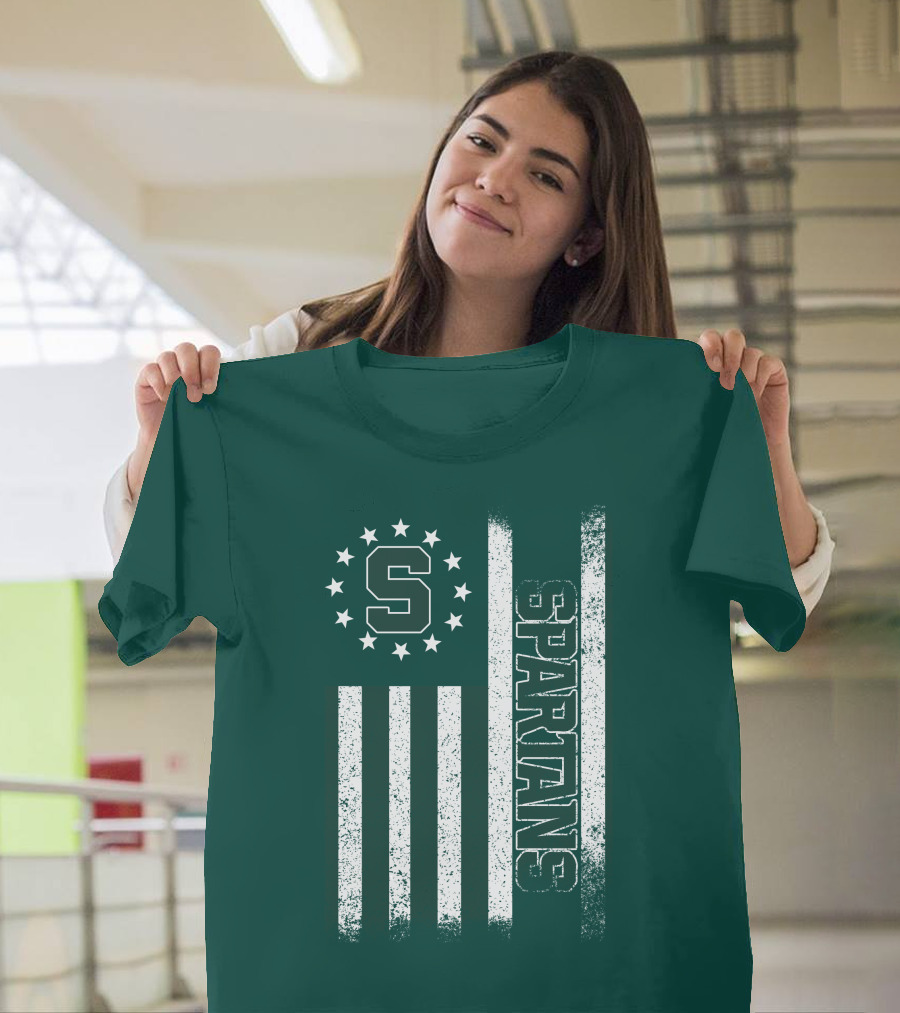 Michigan State Spartans S Logo Flag T-Shirt