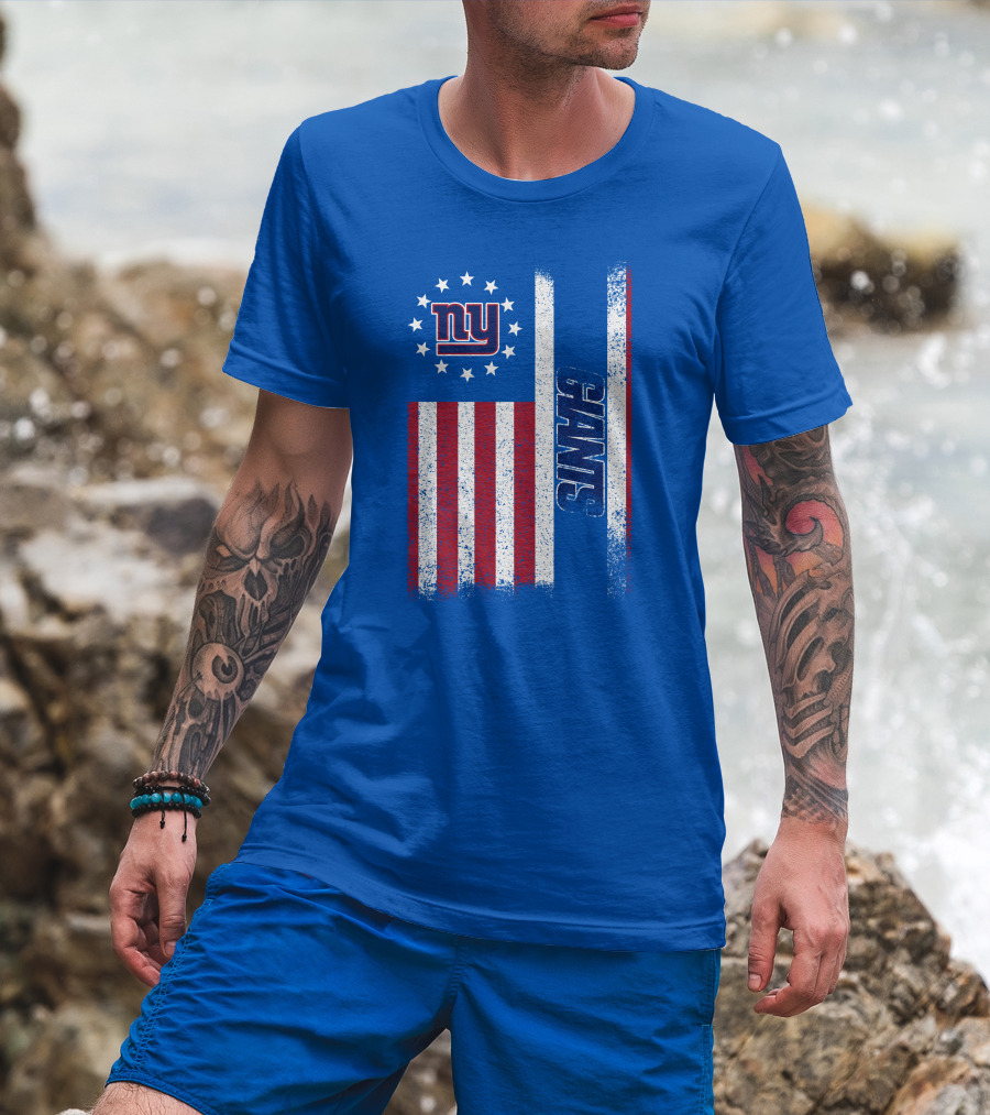 New York Giants Stars And Stripes American Flag T-Shirt