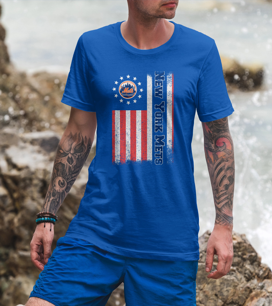 New York Mets American Flag Stars Stripes T-Shirt