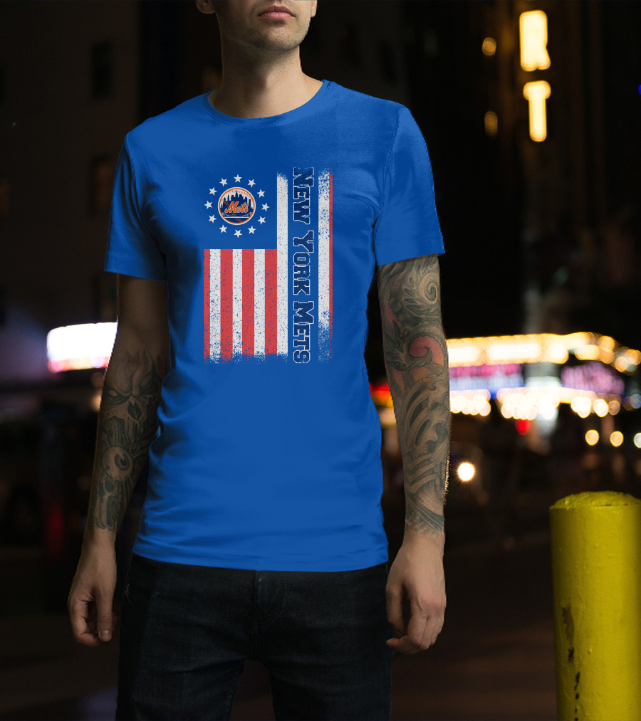 New York Mets American Flag Stars Stripes T-Shirt