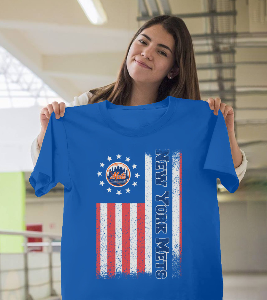 New York Mets American Flag Stars Stripes T-Shirt
