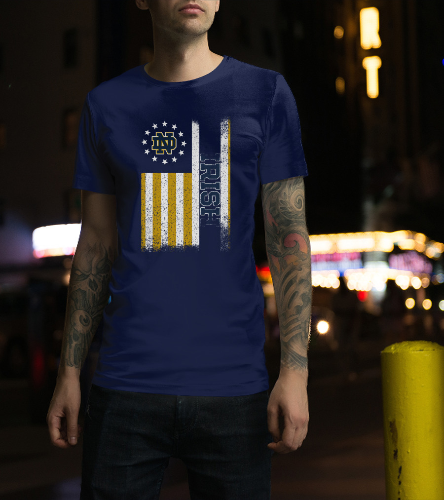 Notre Dame Fighting Irish American Flag Nd T-Shirt