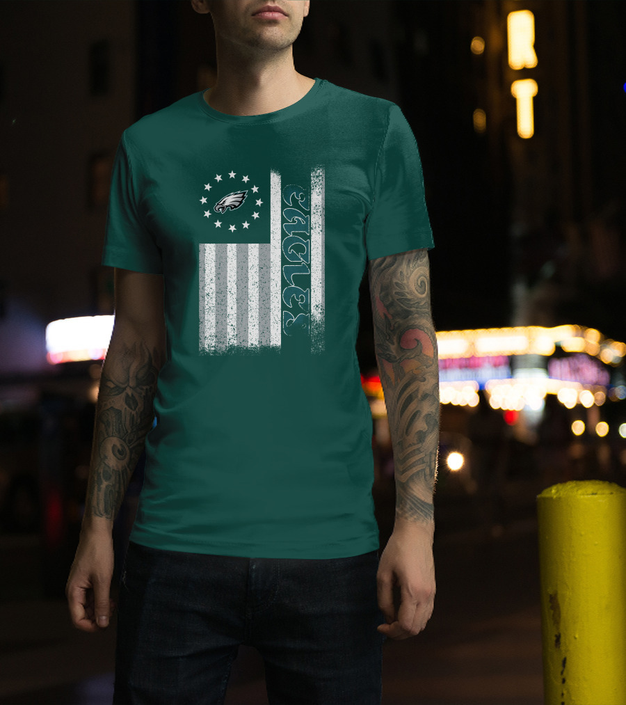 Philadelphia Eagles Stars And Stripes American Flag T-Shirt