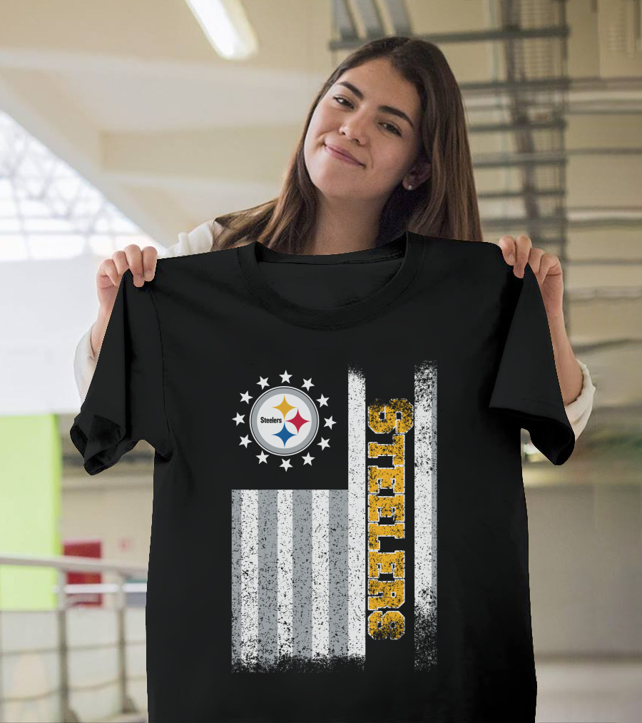 Pittsburgh Steelers American Flag Stars And Stripes T-Shirt