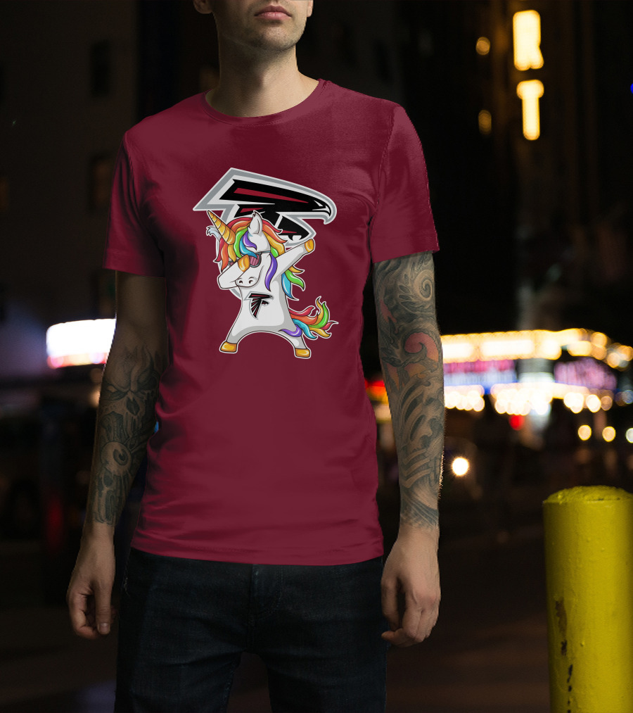 Atlanta Falcons Unicorn Rainbow Dabbing T-Shirt