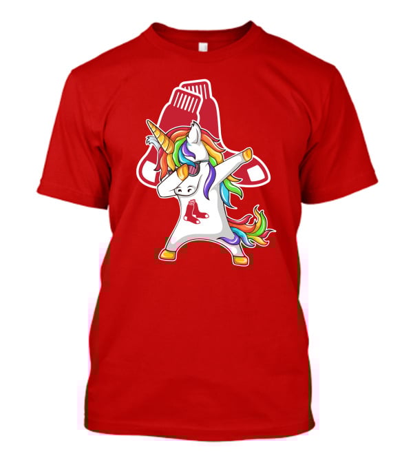 Boston Red Sox Dabbing Unicorn Rainbow Mane Sox T-Shirt
