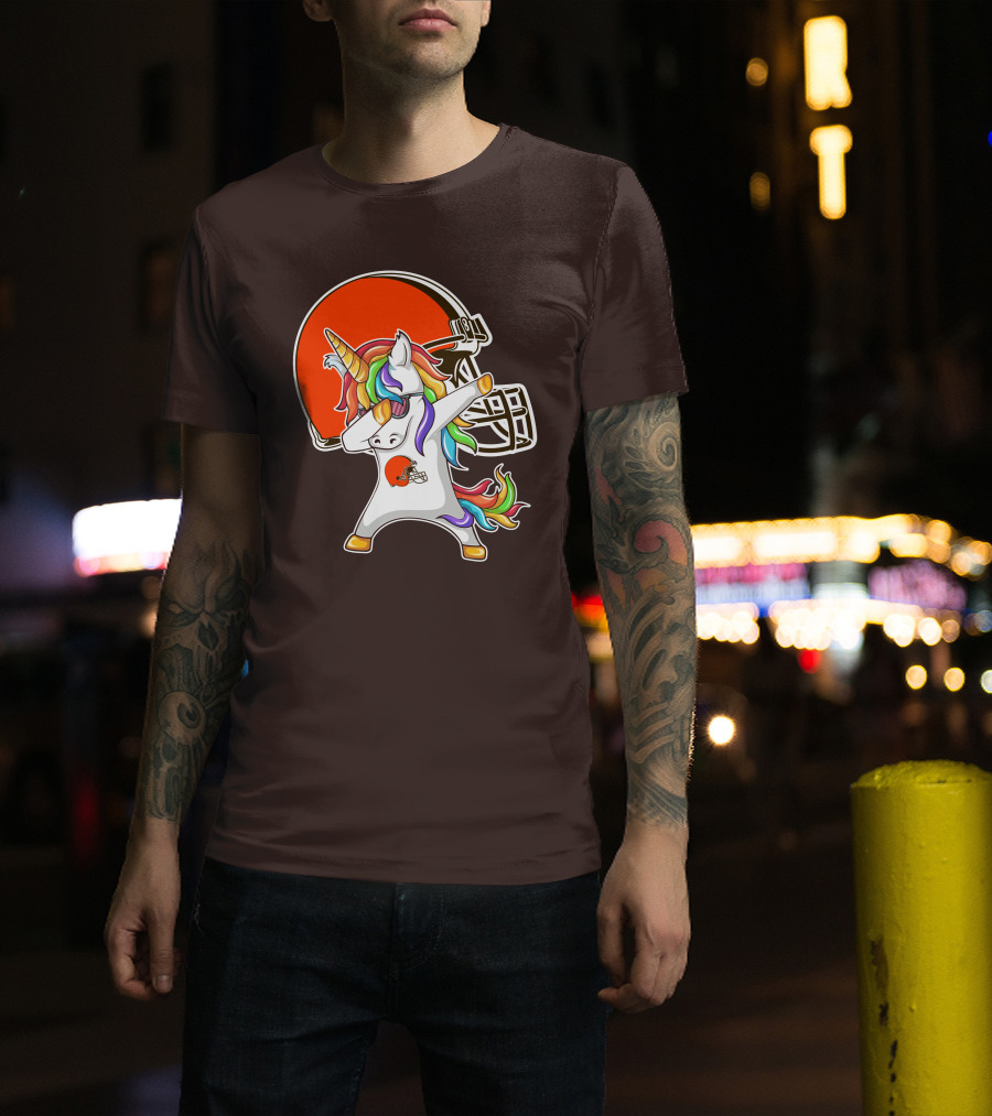 Cleveland Browns Unicorn Dabbing With Helmet T-Shirt