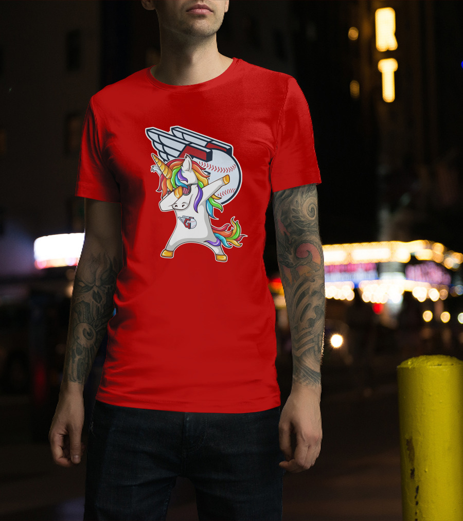 Cleveland Guardians Baseball Unicorn Dabbing With Winged Ball T-Shirt