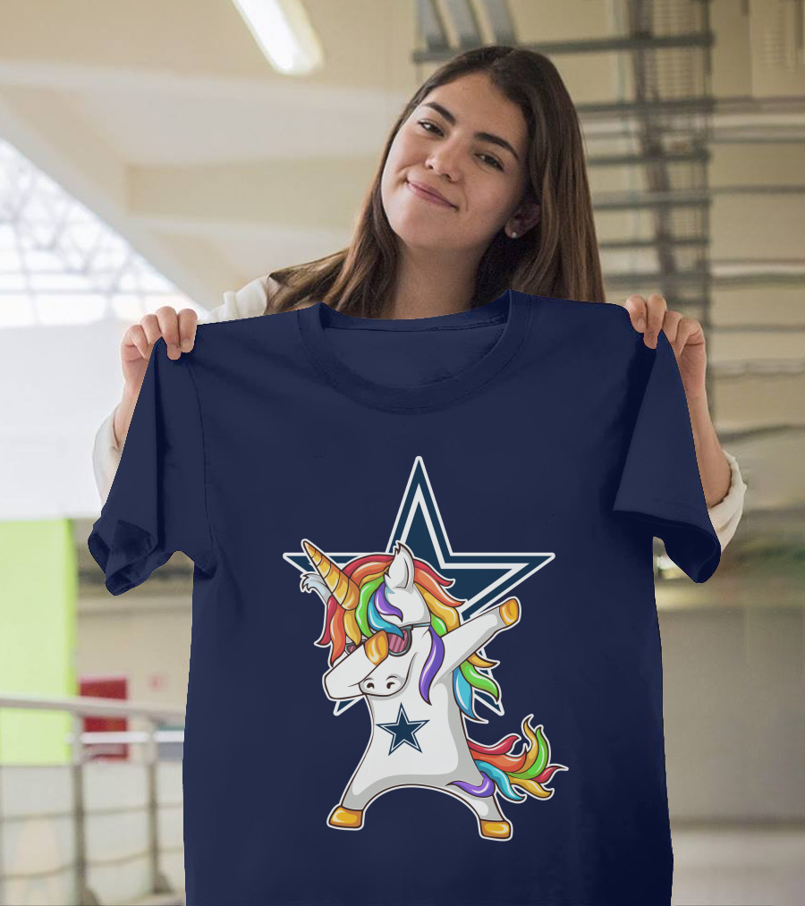 Dallas Cowboys Unicorn Dabbing Star Rainbow T-Shirt