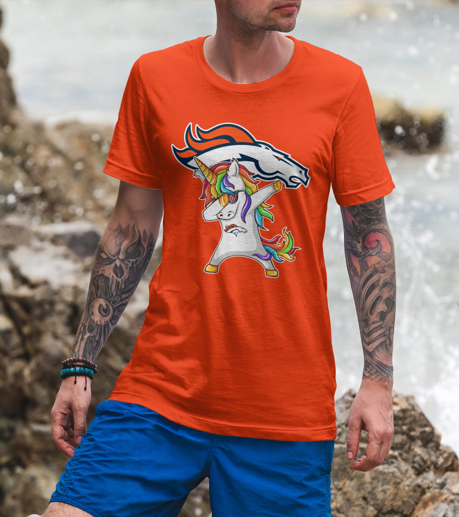 Denver Broncos Unicorn Dabbing NFL Sports Fan T-Shirt