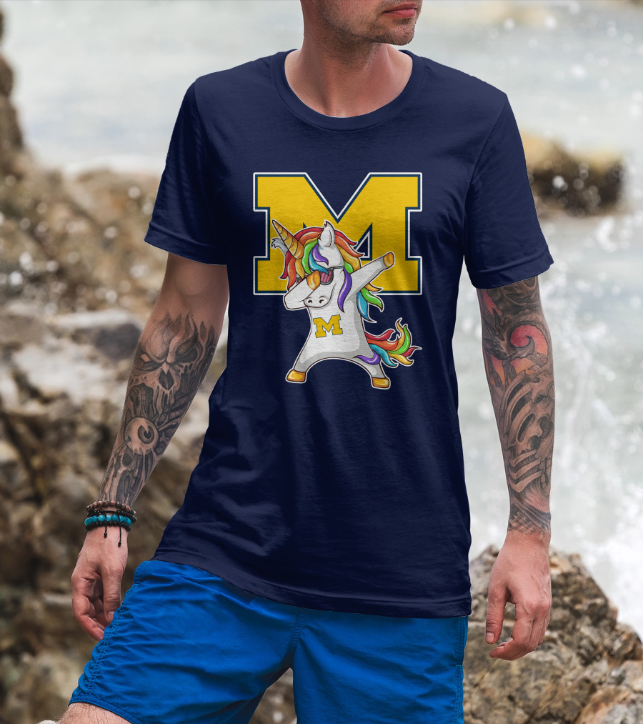 Michigan Wolverines Unicorn Dabbing M T-Shirt
