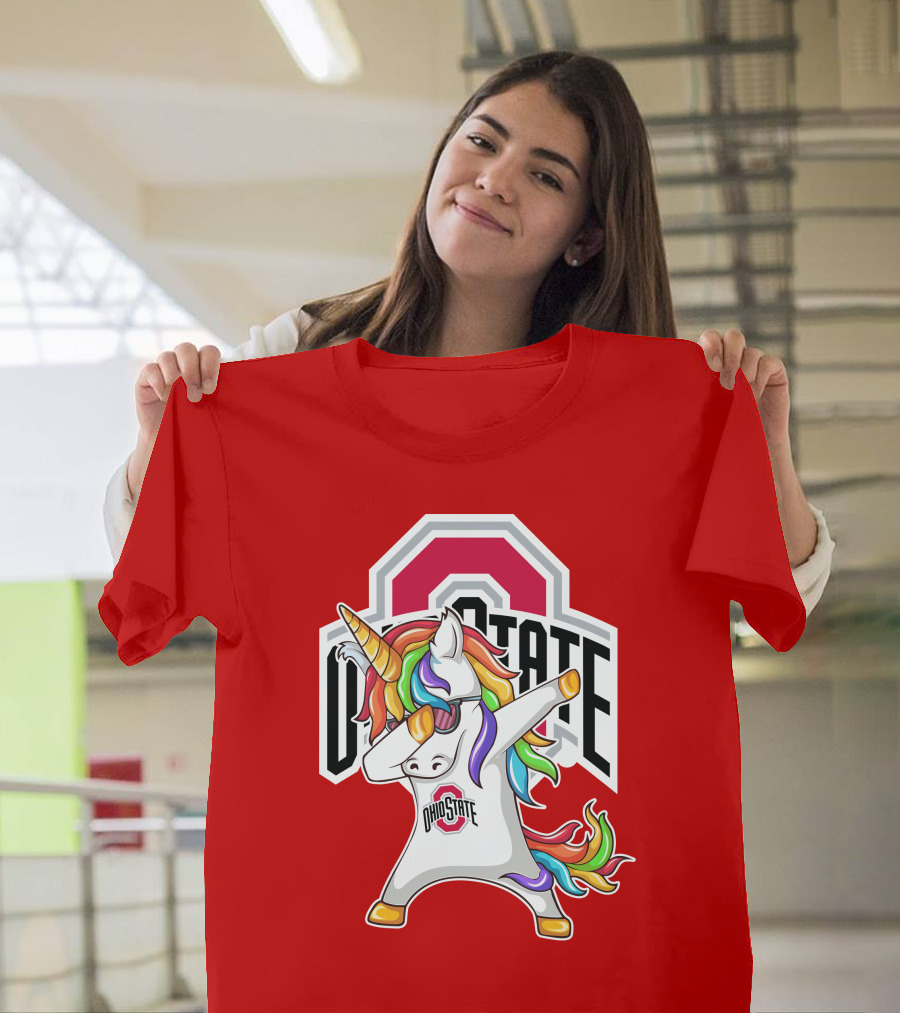 Ohio State Buckeyes Rainbow Unicorn Dabbing T-Shirt