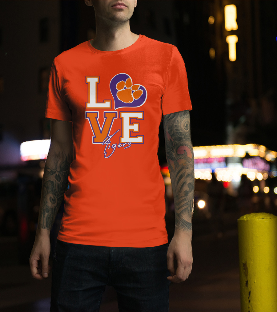 LOVE Heart Tigers Clemson T-Shirt