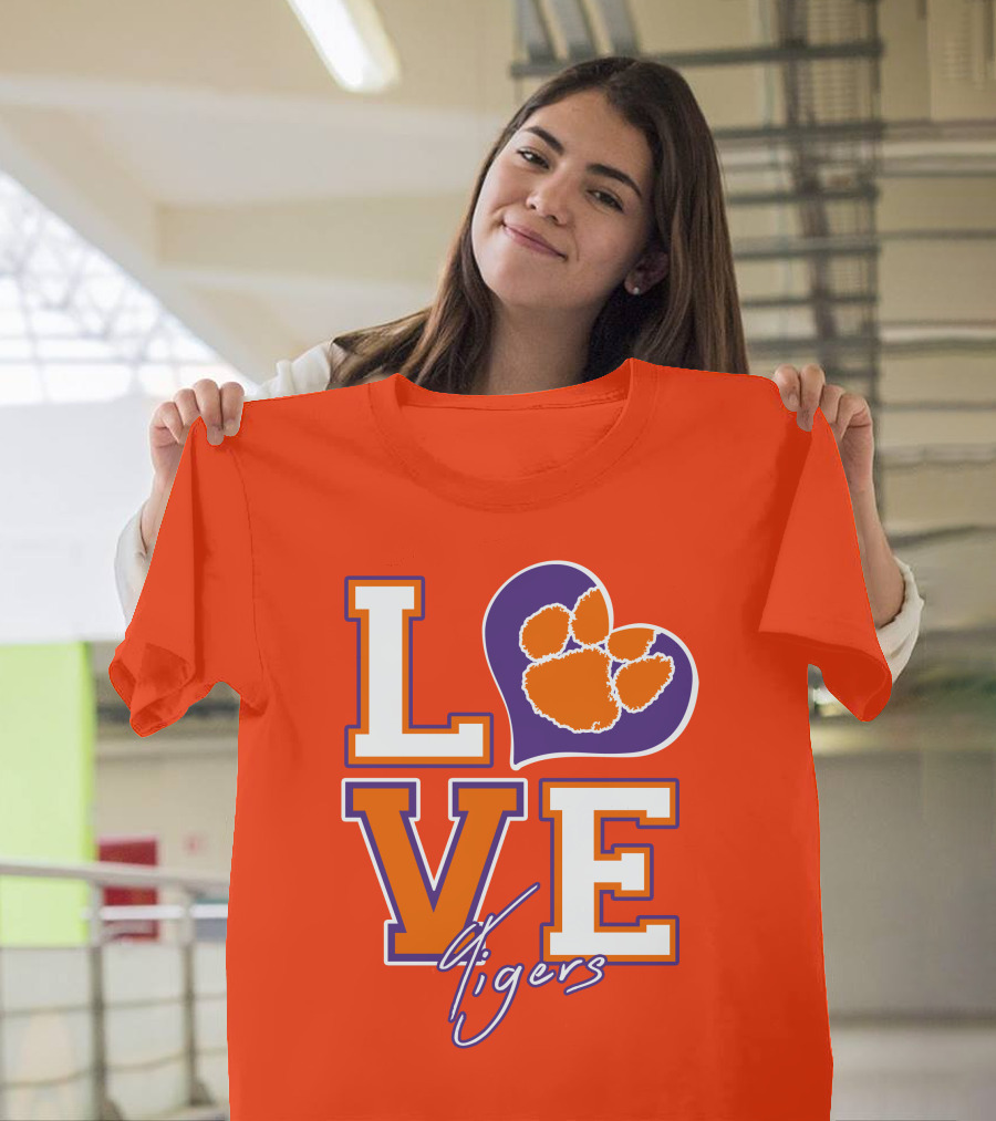 LOVE Heart Tigers Clemson T-Shirt
