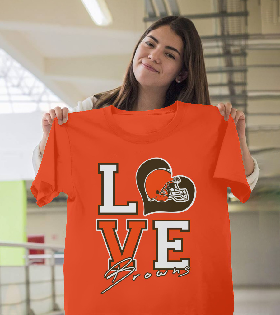 LOVE Browns Football Helmet Heart T-Shirt