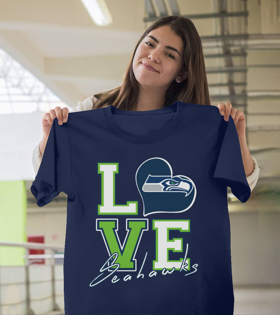 LOVE Seattle Seahawks Heart T-Shirt