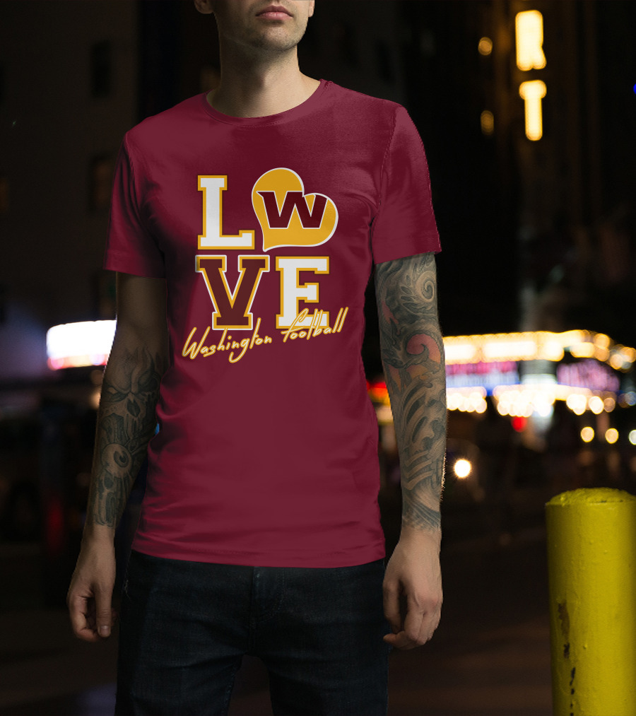 Washington Football Love W Heart T-Shirt
