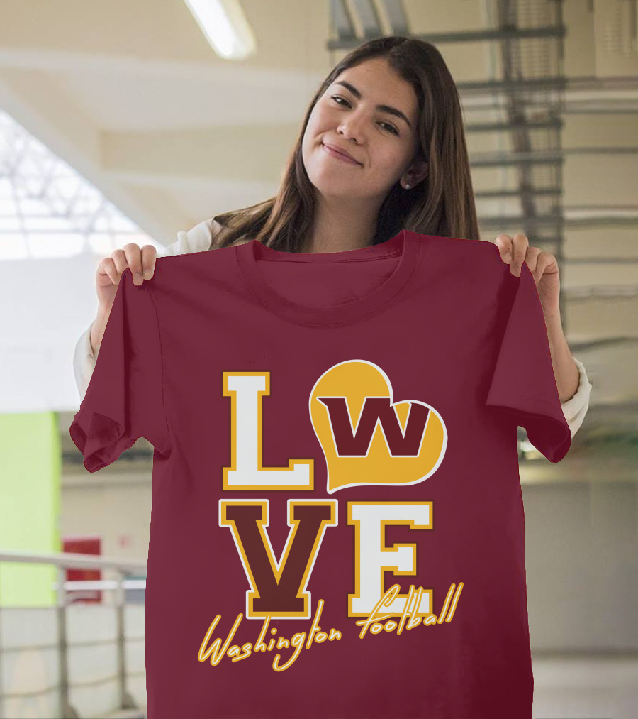 Washington Football Love W Heart T-Shirt