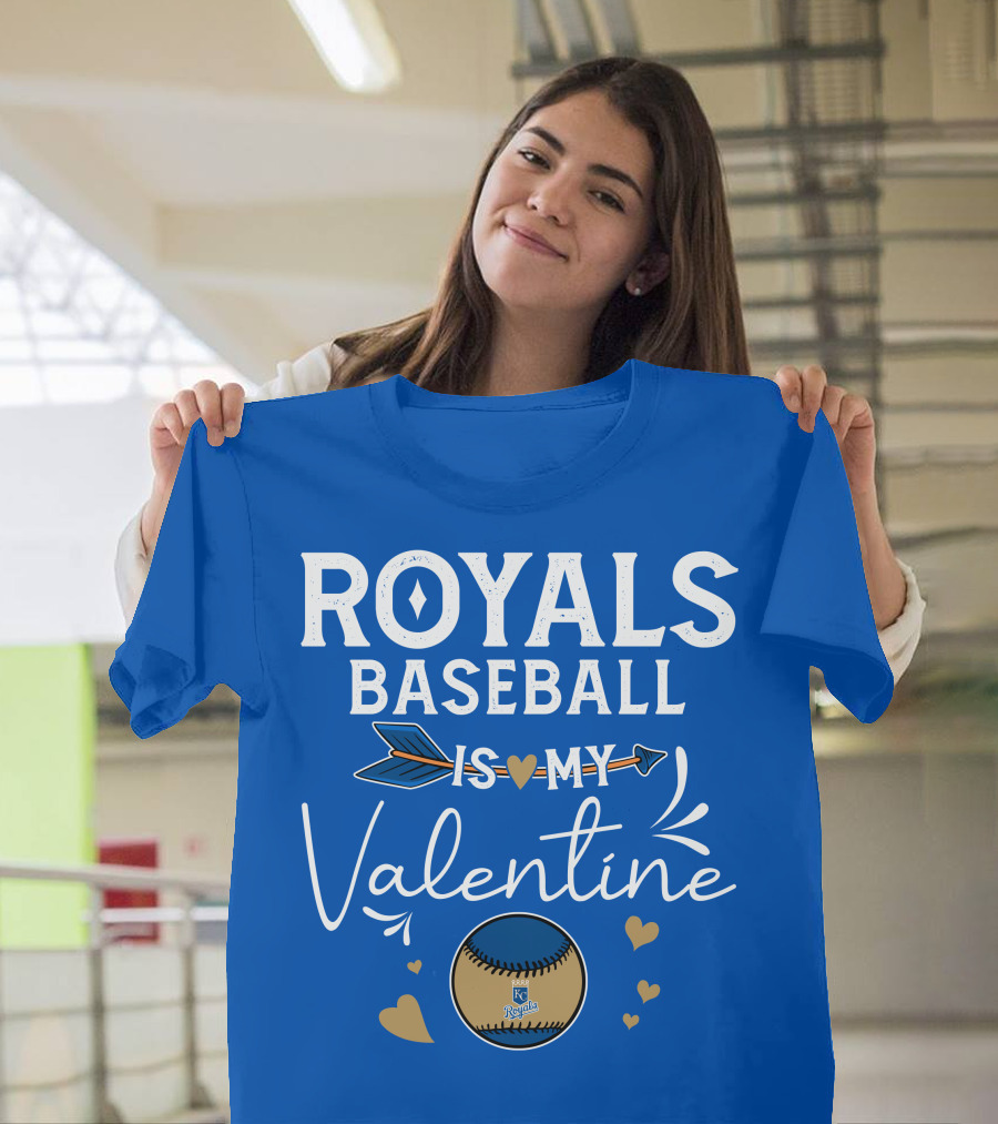 Kansas City Royals Baseball Is My Valentine with Heart and Arrow T-Shirt