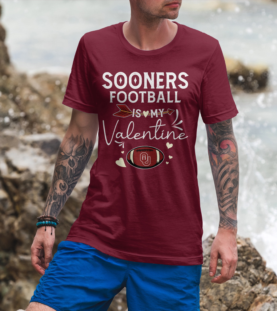 Sooners Football Is My Valentine OU Football Red Arrow And Hearts T-Shirt