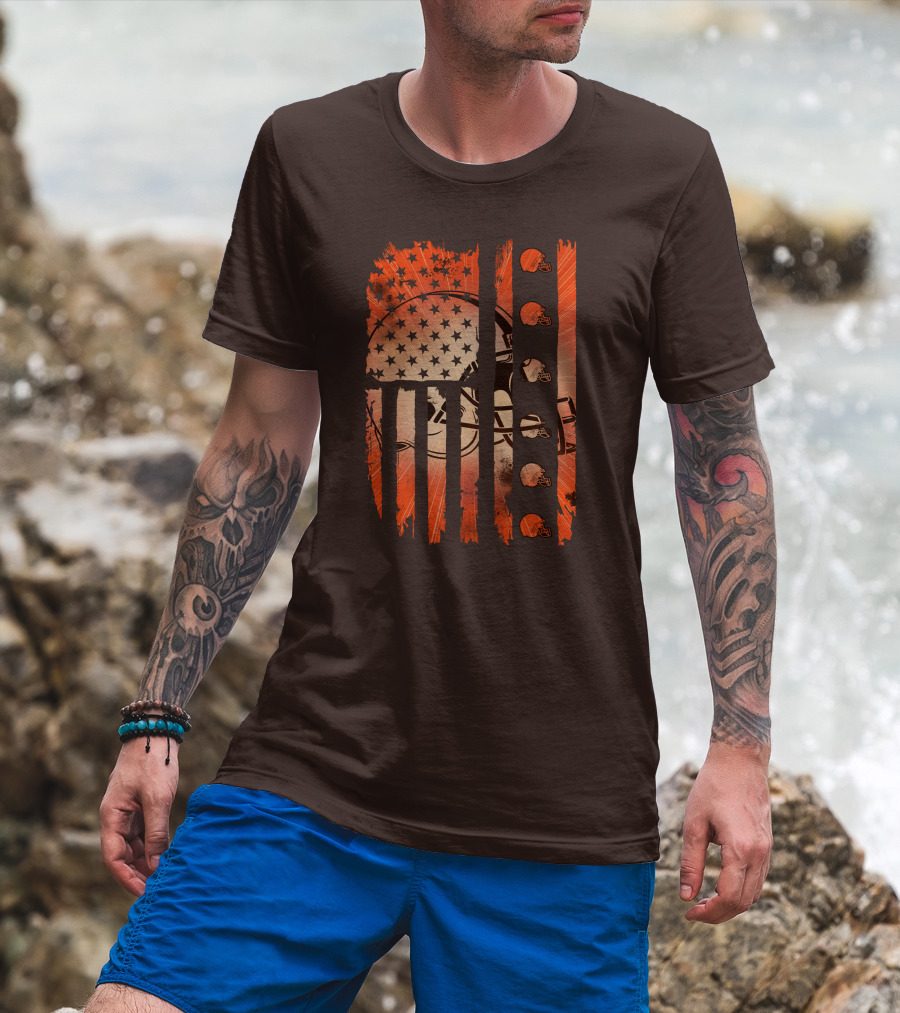 Cleveland Browns Helmet American Flag Edition T-Shirt