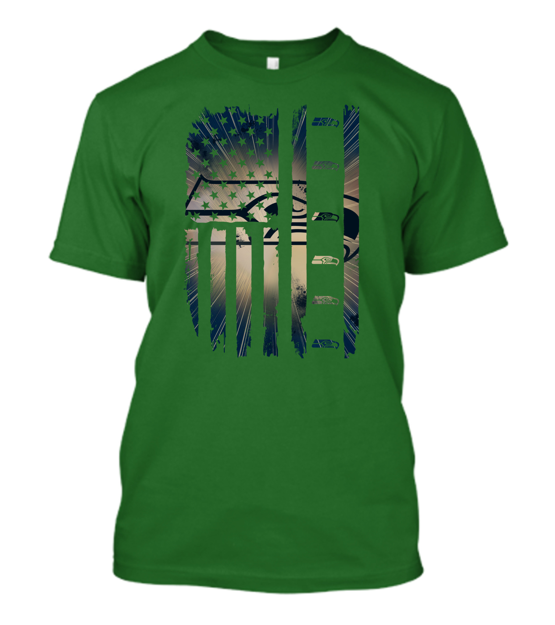 Seattle Seahawks American Flag Distressed Vintage T-Shirt