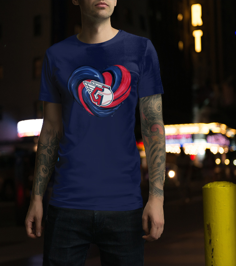 Cleveland Guardians Heart Tornado Baseball T-Shirt