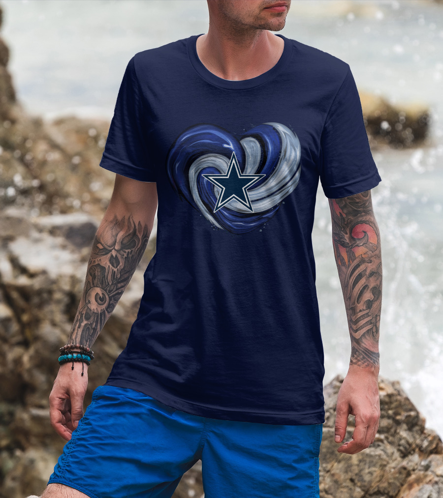 Dallas Cowboys Heart Swirl With Star T-Shirt