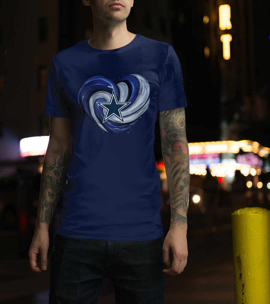 Dallas Cowboys Heart Swirl With Star T-Shirt