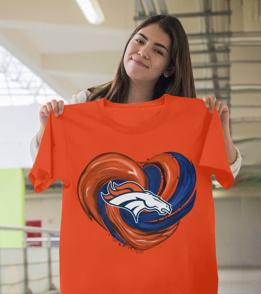 Denver Broncos Heart Logo Swirl T-Shirt