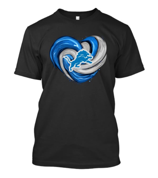 Detroit Lions Blue And Silver Swirling Heart T-Shirt