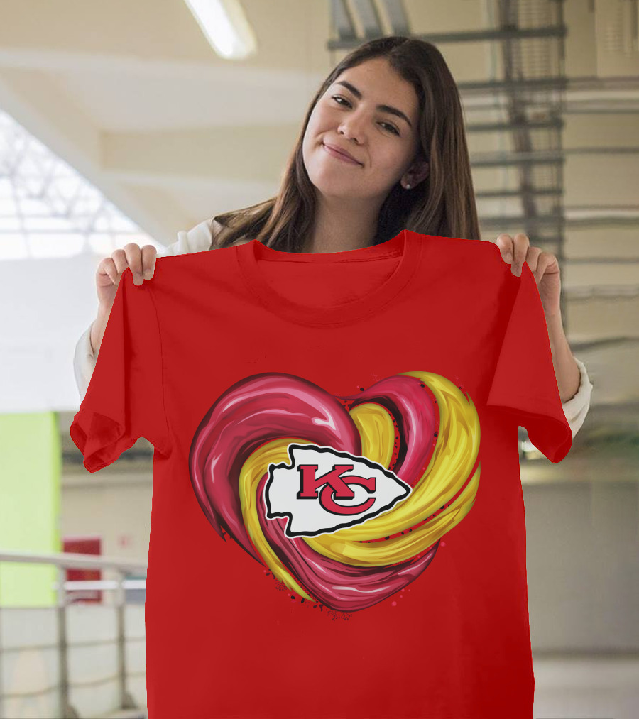 Kansas City Chiefs Heart KC Tornado Colors T-Shirt