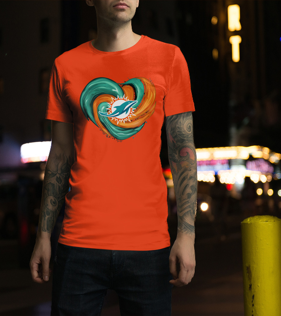Miami Dolphins Heart Tornado Fan T-Shirt