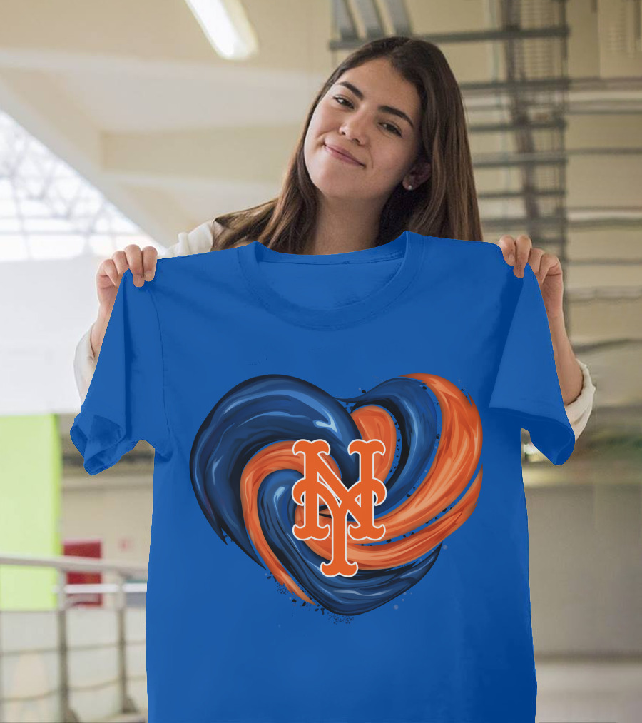 New York Mets Heart Swirl Icon Emblem T-Shirt