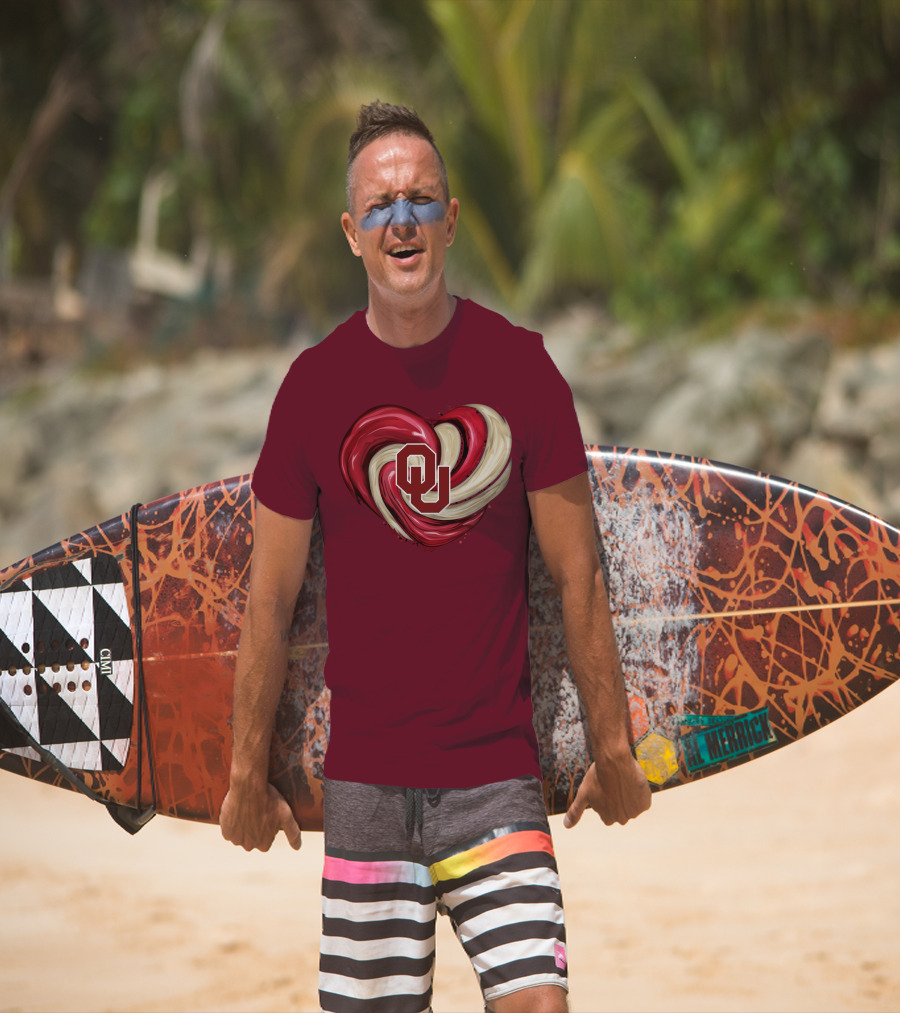 OU Red Gold Heart Tornado T-Shirt